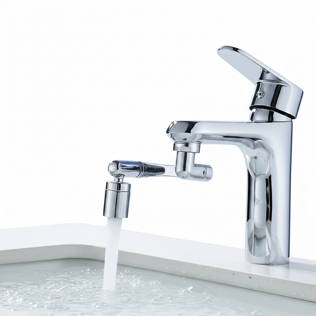 Chrome Faucet Extender Premium Product Photo